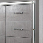 Comò a 9 cassetti e specchio con texture coccodrillo nero/argento (set da 2 pezzi)