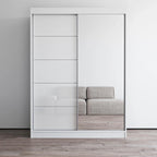 Armadio a 2 ante con specchio, lucido bianco/nero/grigio/wengé – 120 cm e 150 cm