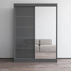 Armadio a 2 ante con specchio, lucido bianco/nero/grigio/wengé – 120 cm e 150 cm
