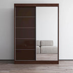 Armadio a 2 ante con specchio, lucido bianco/nero/grigio/wengé – 120 cm e 150 cm