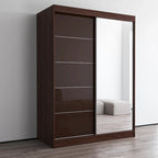 Armadio a 2 ante con specchio, lucido bianco/nero/grigio/wengé – 120 cm e 150 cm