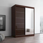 Armadio a 2 ante con specchio, lucido bianco/nero/grigio/wengé – 120 cm e 150 cm