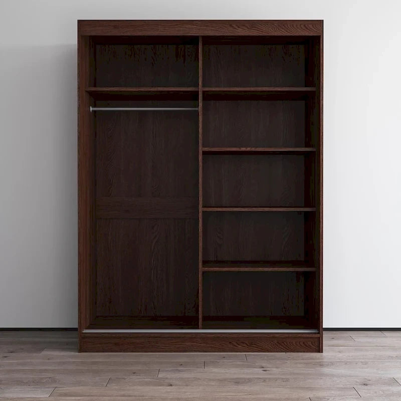 Armadio a 2 ante con specchio, lucido bianco/nero/grigio/wengé – 120 cm e 150 cm
