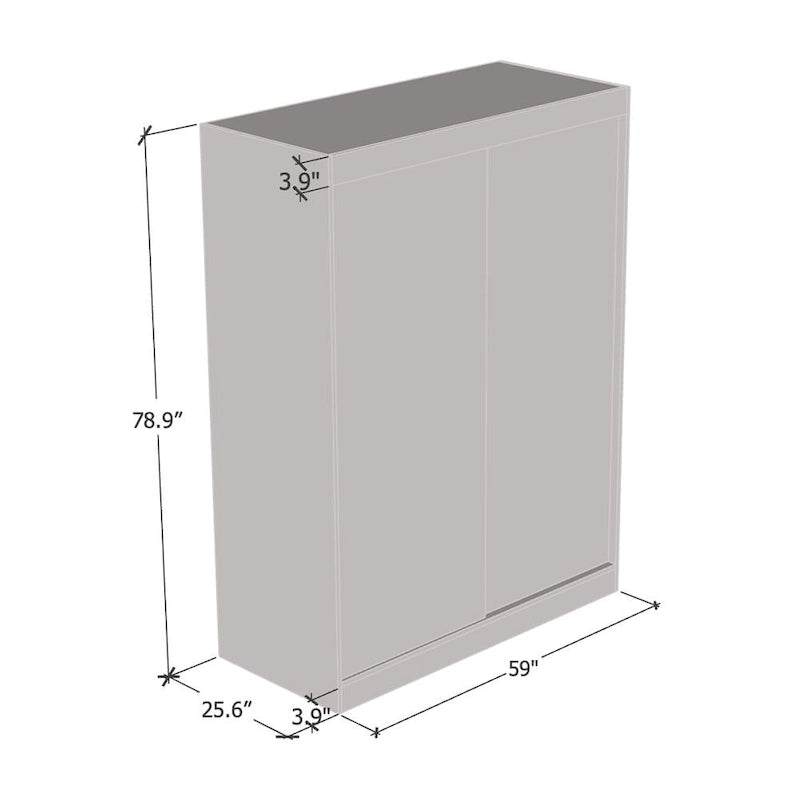 Armadio a 2 ante con specchio, lucido bianco/nero/grigio/wengé – 120 cm e 150 cm
