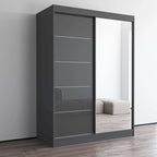 Armadio a 2 ante con specchio, lucido bianco/nero/grigio/wengé – 120 cm e 150 cm