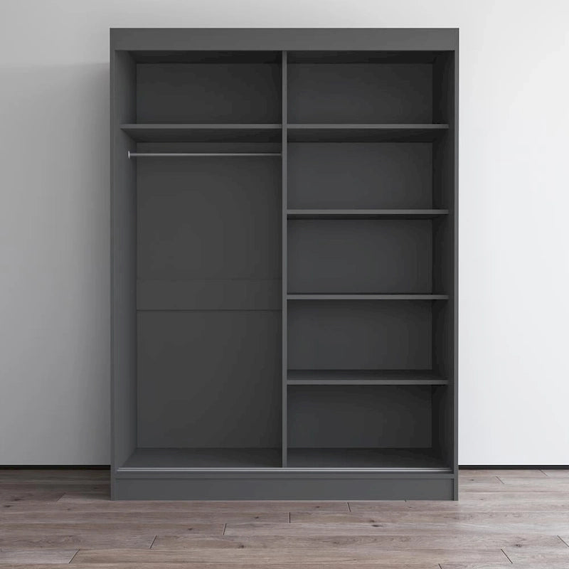 Armadio a 2 ante con specchio, lucido bianco/nero/grigio/wengé – 120 cm e 150 cm