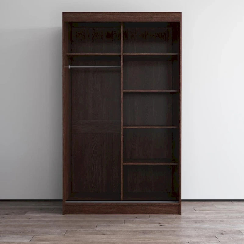 Armadio a 2 ante con specchio, lucido bianco/nero/grigio/wengé – 120 cm e 150 cm