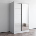 Armadio a 2 ante con specchio, lucido bianco/nero/grigio/wengé – 120 cm e 150 cm