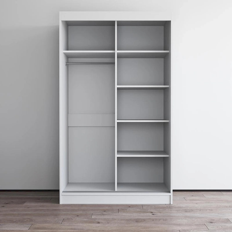 Armadio a 2 ante con specchio, lucido bianco/nero/grigio/wengé – 120 cm e 150 cm