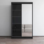 Armadio a 2 ante con specchio, lucido bianco/nero/grigio/wengé – 120 cm e 150 cm