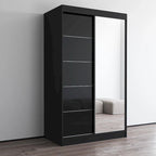 Armadio a 2 ante con specchio, lucido bianco/nero/grigio/wengé – 120 cm e 150 cm