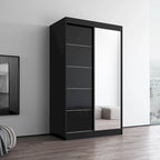 Armadio a 2 ante con specchio, lucido bianco/nero/grigio/wengé – 120 cm e 150 cm