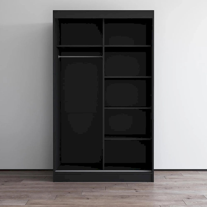 Armadio a 2 ante con specchio, lucido bianco/nero/grigio/wengé – 120 cm e 150 cm