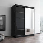 Armadio a 2 ante con specchio, lucido bianco/nero/grigio/wengé – 120 cm e 150 cm