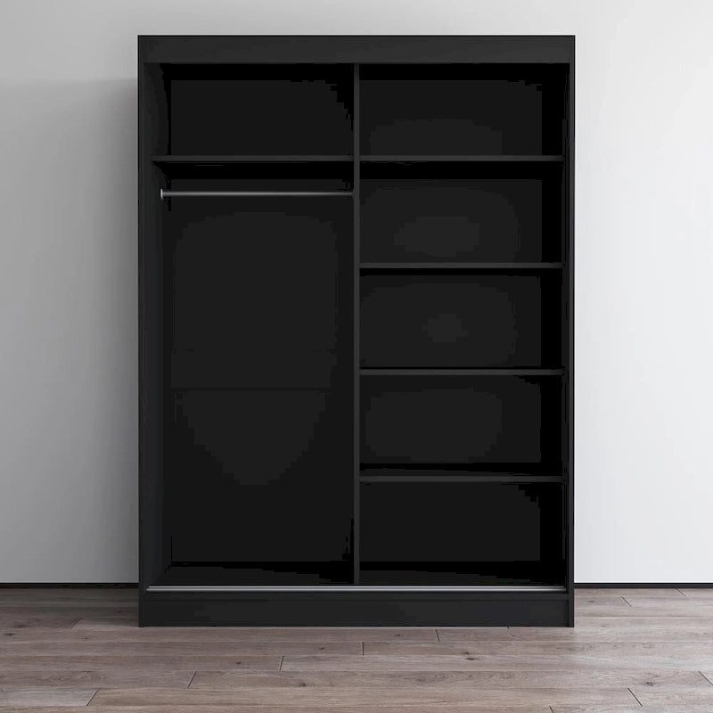Armadio a 2 ante con specchio, lucido bianco/nero/grigio/wengé – 120 cm e 150 cm