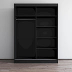 Armadio a 2 ante con specchio, lucido bianco/nero/grigio/wengé – 120 cm e 150 cm