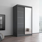 Armadio a 2 ante con specchio, lucido bianco/nero/grigio/wengé – 120 cm e 150 cm