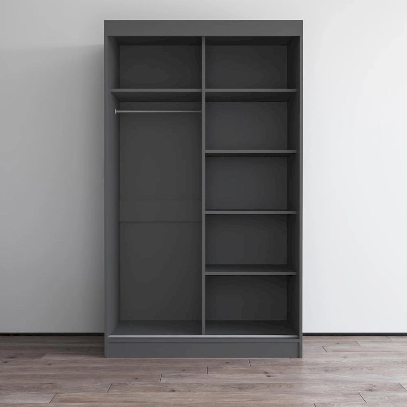 Armadio a 2 ante con specchio, lucido bianco/nero/grigio/wengé – 120 cm e 150 cm