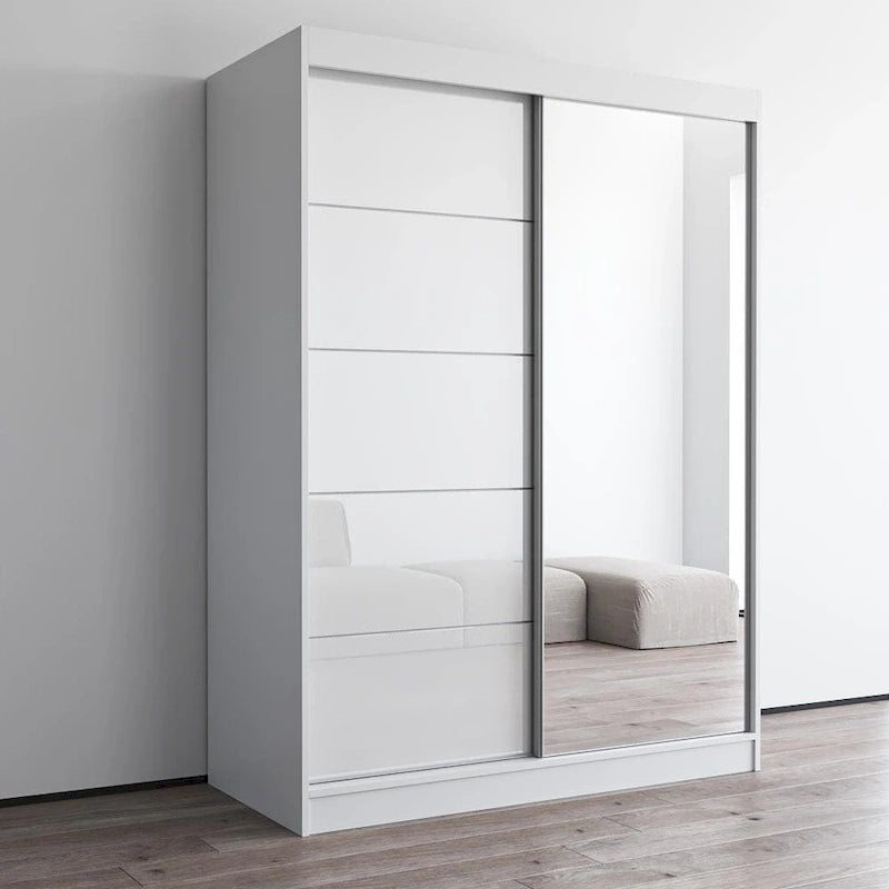 Armadio a 2 ante con specchio, lucido bianco/nero/grigio/wengé – 120 cm e 150 cm