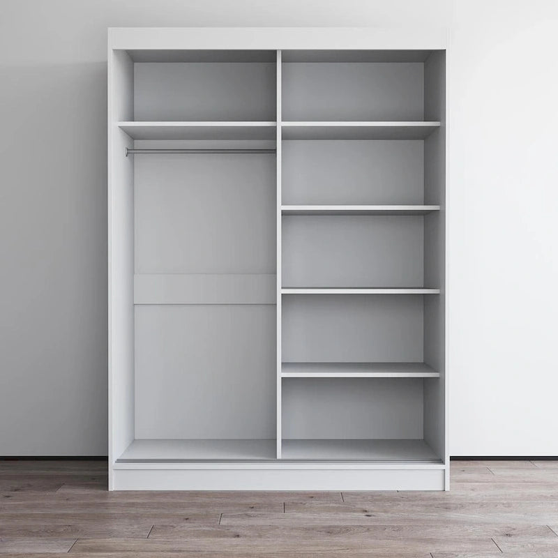 Armadio a 2 ante con specchio, lucido bianco/nero/grigio/wengé – 120 cm e 150 cm