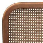 Letto a piattaforma in noce frassino con testiera in rattan, stile Mid-Century, matrimoniale/queen/king