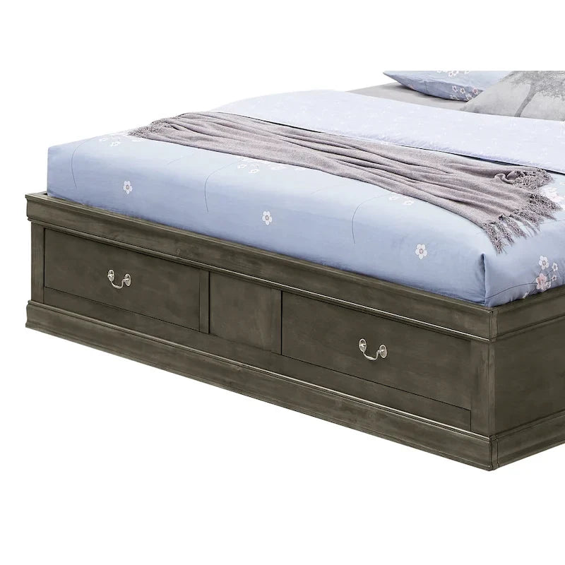 Letto contenitore Black / Cherry / Grey / Cappuccino con testiera libreria – Una piazza / Una piazza e mezza / Matrimoniale / King, 1-2 Persone