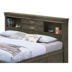 Letto contenitore Black / Cherry / Grey / Cappuccino con testiera libreria – Una piazza / Una piazza e mezza / Matrimoniale / King, 1-2 Persone