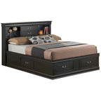 Letto contenitore Black / Cherry / Grey / Cappuccino con testiera libreria – Una piazza / Una piazza e mezza / Matrimoniale / King, 1-2 Persone