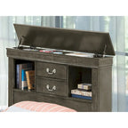 Letto contenitore Black / Cherry / Grey / Cappuccino con testiera libreria – Una piazza / Una piazza e mezza / Matrimoniale / King, 1-2 Persone