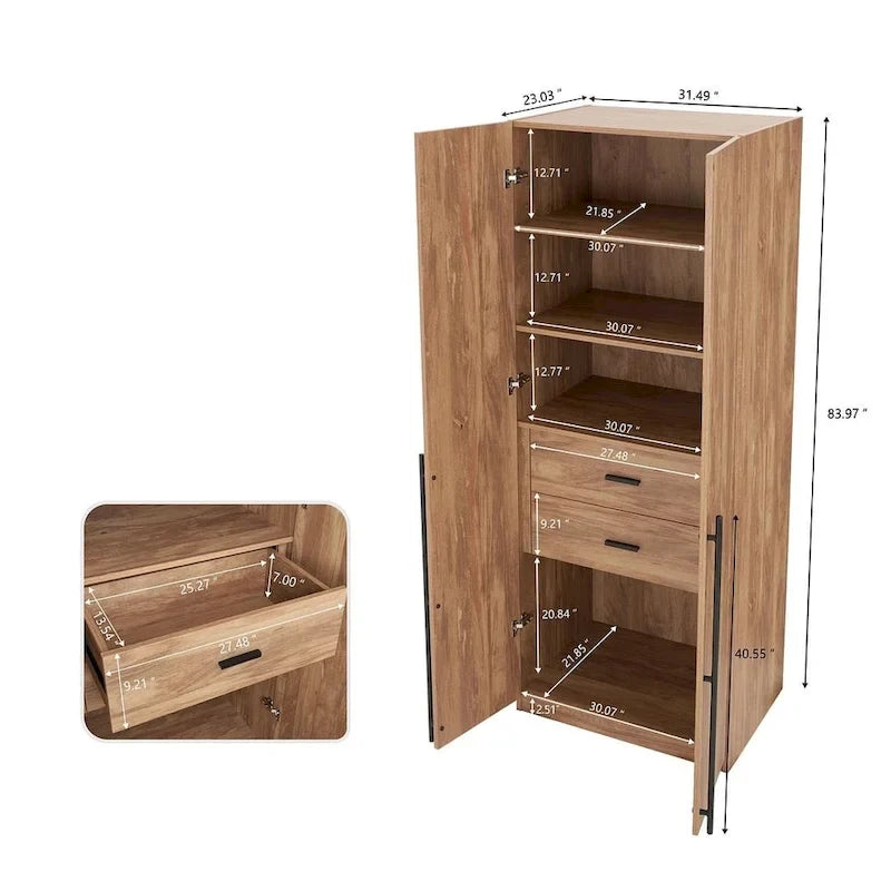 Armadio guardaroba modulare a 3 ante in grigio rustico / bianco / marrone dorato, autoportante – 1 persona