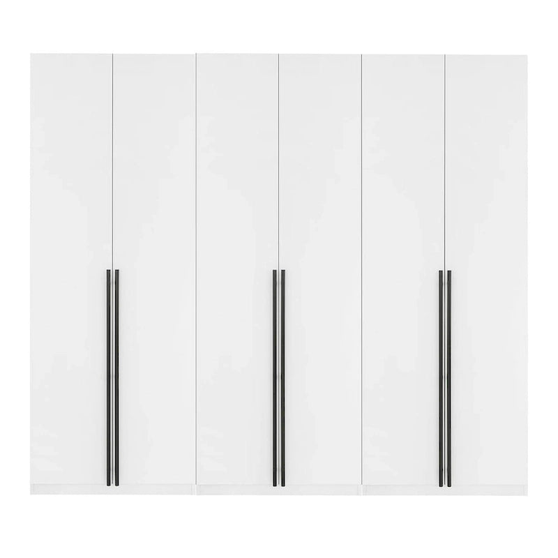 Armadio guardaroba modulare a 3 ante in grigio rustico / bianco / marrone dorato, autoportante – 1 persona