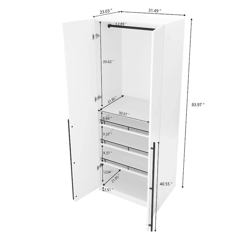 Armadio guardaroba modulare a 3 ante in grigio rustico / bianco / marrone dorato, autoportante – 1 persona
