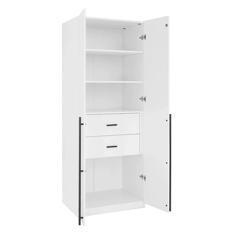 Armadio guardaroba modulare a 3 ante in grigio rustico / bianco / marrone dorato, autoportante – 1 persona