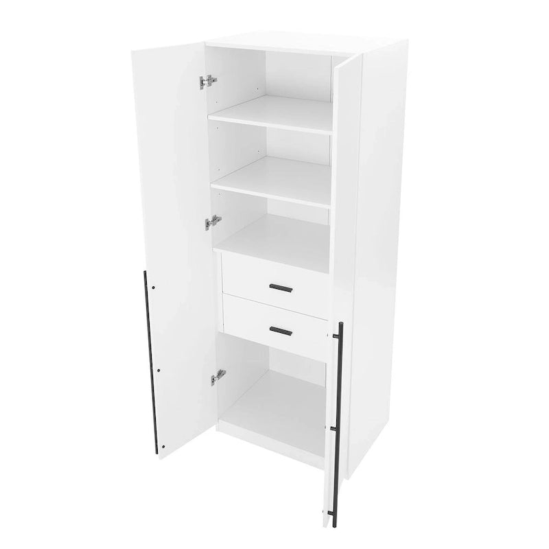 Armadio guardaroba modulare a 3 ante in grigio rustico / bianco / marrone dorato, autoportante – 1 persona