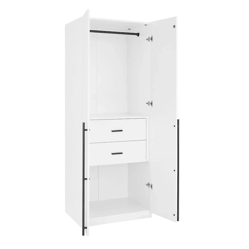 Armadio guardaroba modulare a 3 ante in grigio rustico / bianco / marrone dorato, autoportante – 1 persona