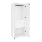 Armadio guardaroba modulare a 3 ante in grigio rustico / bianco / marrone dorato, autoportante – 1 persona
