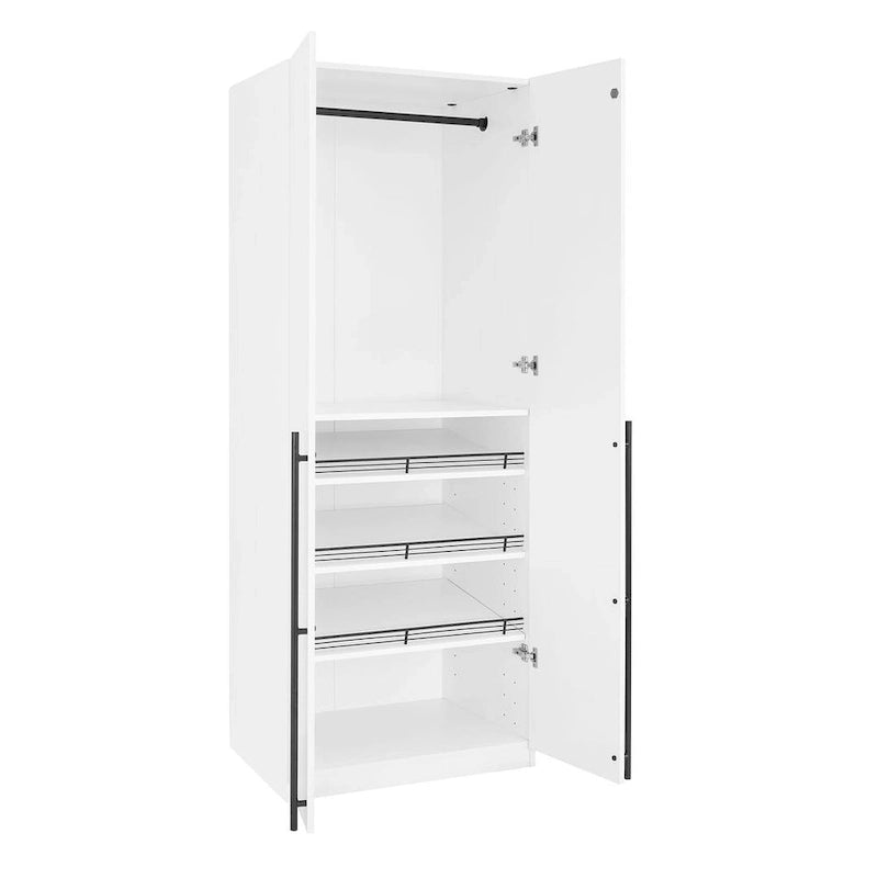 Armadio guardaroba modulare a 3 ante in grigio rustico / bianco / marrone dorato, autoportante – 1 persona