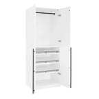 Armadio guardaroba modulare a 3 ante in grigio rustico / bianco / marrone dorato, autoportante – 1 persona
