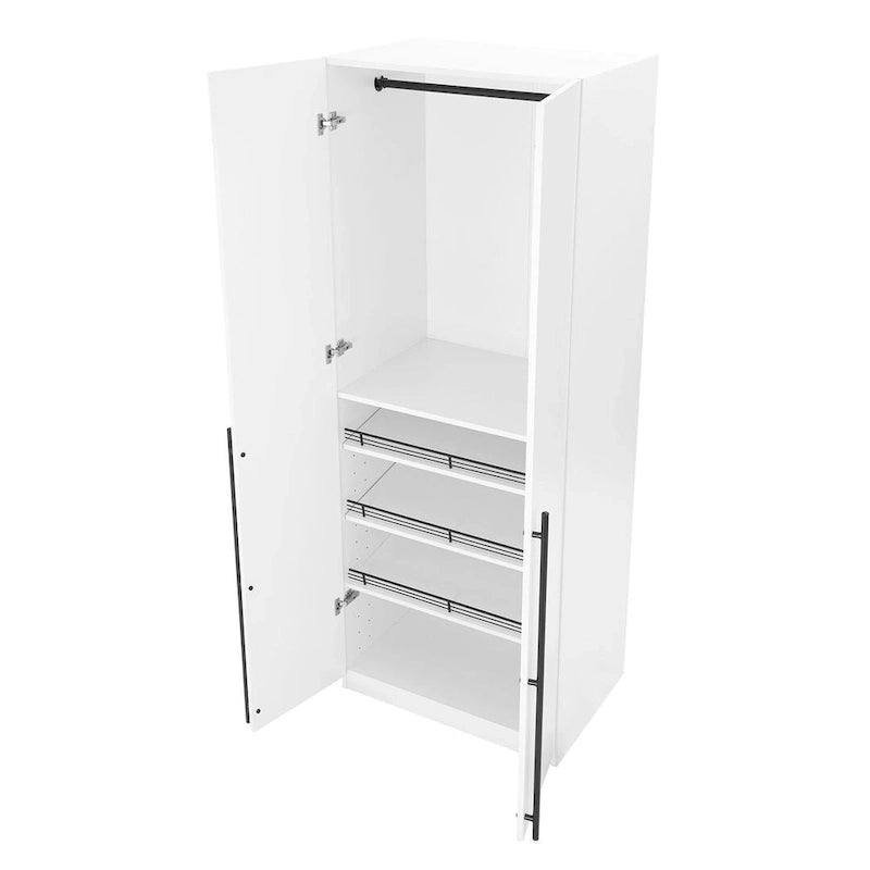 Armadio guardaroba modulare a 3 ante in grigio rustico / bianco / marrone dorato, autoportante – 1 persona