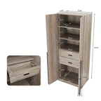 Armadio guardaroba modulare a 3 ante in grigio rustico / bianco / marrone dorato, autoportante – 1 persona