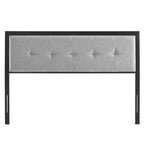 Testiera in Tessuto Grigio Chiaro con Bottoni per Letto King Size (per 2), Struttura in Metallo
