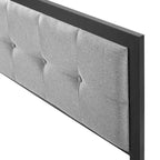Testiera in Tessuto Grigio Chiaro con Bottoni per Letto King Size (per 2), Struttura in Metallo