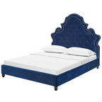 Letto matrimoniale in velluto blu con borchie – 2 posti