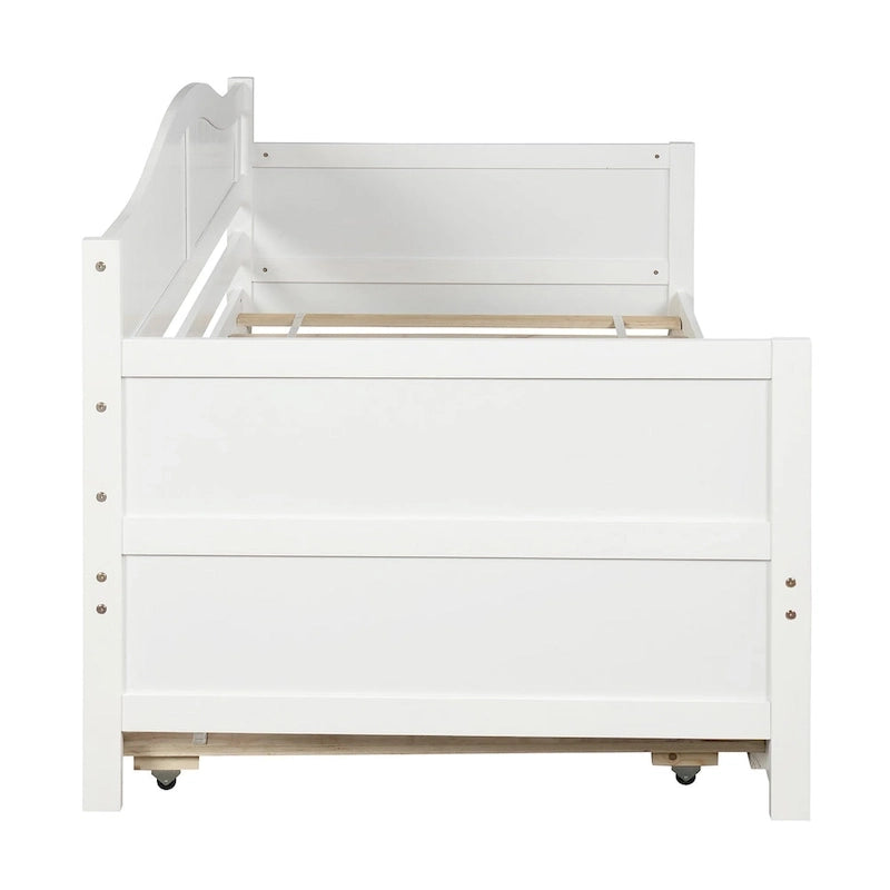 Letto a giorno in pino massello con letto estraibile, per due persone – Bianco / Grigio / Espresso