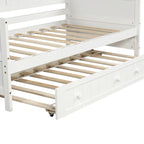 Letto a giorno in pino massello con letto estraibile, per due persone – Bianco / Grigio / Espresso