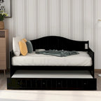 Letto a giorno in pino massello con letto estraibile, per due persone – Bianco / Grigio / Espresso