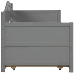 Letto a giorno in pino massello con letto estraibile, per due persone – Bianco / Grigio / Espresso