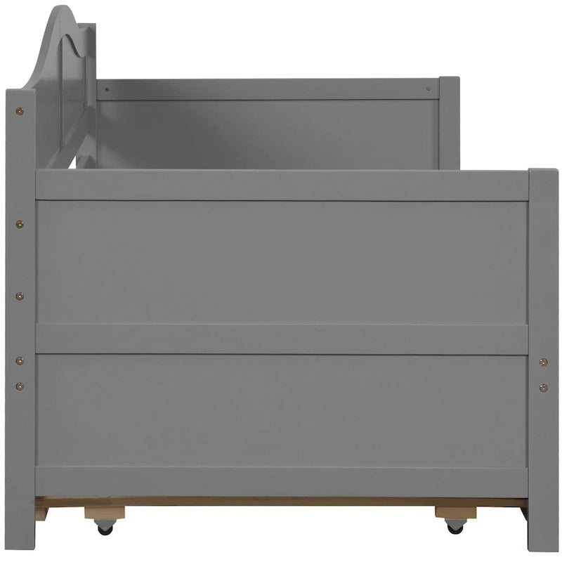 Letto a giorno in pino massello con letto estraibile, per due persone – Bianco / Grigio / Espresso