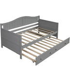 Letto a giorno in pino massello con letto estraibile, per due persone – Bianco / Grigio / Espresso