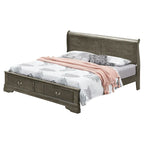 Letto King Storage Panel – Stile tradizionale, per 2 persone (Ciliegio / Bianco / Cappuccino / Nero / Grigio)